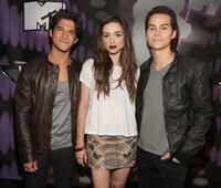 Tyler Posey, Crystal Reed and Dylan O'Brien at the 2011 MTV Video Music Awards in California.