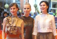 Maja Ostaszewska, Magdalena Cielecka and Danuta Stenka at the screening of "Katyn" during the 58th Berlinale International Film Festival.