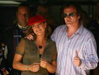 Zoe Bell and Director Quentin Tarantino at the European Grand Prix.