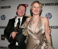 Simon Beaufoy and Jane Beaufoy at the post Oscar party of "Slumdog Millionaire" and "The Wrestler."