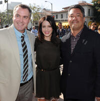 Director Chris Miller, Latifa Ouaou and producer Joe M. Aguilar at the California premiere of "Puss In Boots."