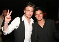 Jonathan Bennett and Robbie Amell at the grand opening of the Kim Vo Salon.