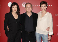 President of German Filmacademy Iris Berben, Burghart Klaussner and Christiane Paul at the press conference of the German Filmacademy in Germany.