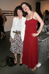 Rhea Perlman and Carla Gugino at the Lucy Liu's art exhibit and auction.