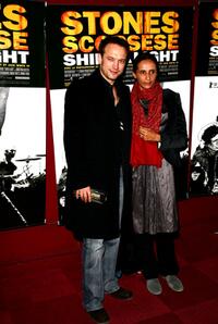 Vincent Perez and his wife at the Paris premiere of "Shine a Light."
