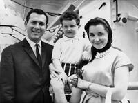 Harold Pinter, his wife Lady Antonia Fraser and son Daniel aboard the Queen Elizabeth in New York.