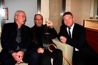 Harold Pinter, Michael Caine and Kenneth Branagh at the London premiere of the film "Sleuth".