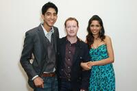 Dev Patel, Freida Pinto and writer Simon Beaufoy at the 2008 Tribeca cinema series.
