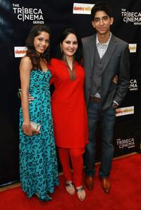 Freida Pinto, Producer Loveleen Tandan and Dev Patel at the 2008 Tribeca cinema series.