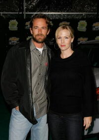 Luke Perry and actress Jennie Garth at the Chevy Rocks The Future at the Buena Vista Lot.