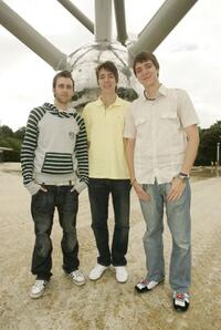 Matthew Lewis, Oliver Phelps and James Phelps at the Brussels Atomium.