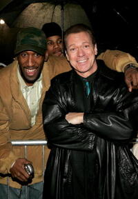 Joe Piscopo and fan Odell Brice of Newark at the premiere of "Last Holiday."