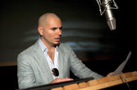 Pitbull on the set of "Epic."