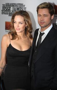 Angelina Jolie and Brad Pitt at the premiere of "The Assassination of Jesse James."