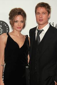 Angelina Jolie and Brad Pitt at the premiere of "A Mighty Heart."