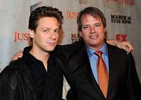 Jacob Pitts and creator/producer Graham Yost at the California premiere of "Justified."