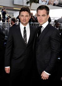 Karl Urban and Chris Pine at the Los Angeles premiere of "Star Trek."