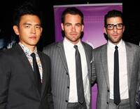 John Cho, Chris Pine and Zachary Quinto at the premiere of "Star Trek."