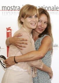 Emmanuelle Seigner and Emmanuelle Bercot at the photocall of "Backstage" during the 62nd Venice Film Festival.