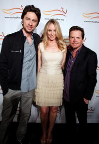 Zach Braff, Tracy Pollan and Michael J. Fox at the Michael J. Fox Foundation for Parkinson's Research poker fundraiser.