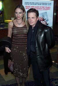 Tracy Pollan and Michael J. Fox at the premiere of "State and Main."
