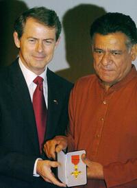 Ian Hughes and Om Puri at the Award Ceremony of "Order of the British Empire."