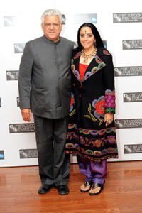 Om Puri and Ila Arun at the photocall of "West Is West" during the 54th BFI London Film Festival.