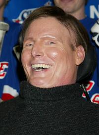 Christopher Reeve attends the 4th Annual SuperSkate 2002 Charity Hockey Event.
