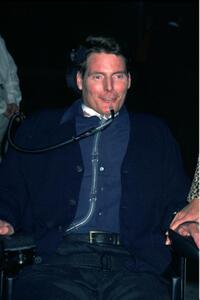 Christopher Reeve at a party by William Morris Agency to honor Golden Globe nominees.