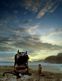 Carol (voiced by James Gandolfini) with Max Records as Max in "Where the Wild Things Are."