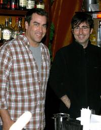 Rob Riggle and John Oliver at the 2008 Stockings with Care celebrity bartending night.