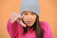 Gina Rodriguez on the set of "Filly Brown."