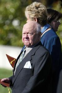 Mickey Rooney and Jan Rooney at the interment service for former US president Ronald Reagan.