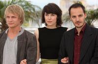 Jeremie Renier, Arta Dobroshi and Fabrizio Rongione at the photocall of "Le Silence De Lorna" during the 61st International Cannes Film Festival.
