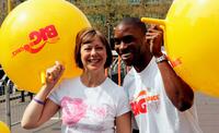 Jenny Agutter and Mark Richardson take part in "The Big Bounce 2005".