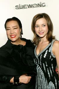 Designer Sue Wong and Olesya Rulin at the Mercedes Benz Fashion Week.