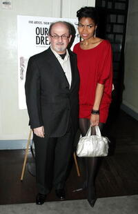 Salman Rushdie and Pia Glenn at the after party of the premiere of "Our City Dreams."