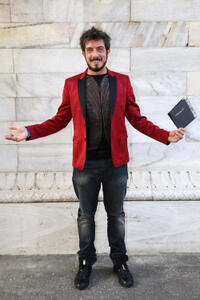 Paolo Ruffini at the Roberto Cavalli show as a part of Milan Fashion Week Womenswear Spring/Summer 2014.