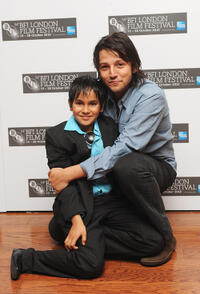 Christopher Ruiz-Esparza and director Diego Luna at the premiere of "Abel" during the 54th BFI London Film Festival.
