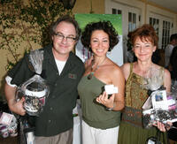 John Billingsley, Tulia Representative Juliana Oushana and Bonita Friedericy at the Tulia Skin Care booth during Frederic Fekkai Pre-Emmy "Style 2006 Garden Party" gift bag suite in California.