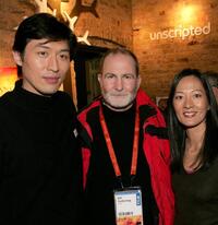 Sonny Saito, Producer/Director Bill Guttentag and Rosalind Chao at the "Nanking" reception during the 2007 Sundance Film Festival.