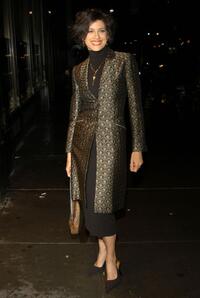 Saundra Santiago at the after party of the opening of the Broadway musical Nine starring John Stamos.