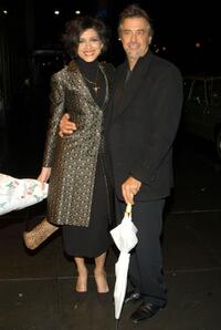 Saundra Santiago and her husband at the after party of the opening of the Broadway musical Nine starring John Stamos.