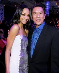 Zoe Saldana and Wes Studi at the after party of the California premiere of "Avatar."