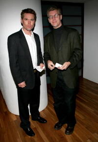 Bill Sage and director Joe Pierson at the opening night of "The God of Hell."