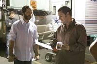 Writer/director/producer Judd Apatow and Adam Sandler on the set of "Funny People."
