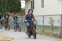 Rod Kimble (Andy Samberg), a legend-in-his-own-mind stuntman, is taunted by the kids in the neighborhood in "Hot Rod."