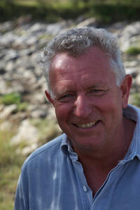 Keith Scholey on the set of "African Cats."