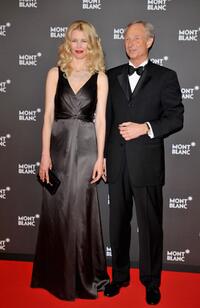 Claudia Schiffer and Lutz Bethge at the "Writing Time" Robert Wilson's watch launch gala during the Salon International de la Haute Horlogerie.