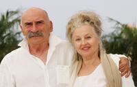 Hanna Schygulla and Tuncel Kurtiz at the photocall promoting the film "Auf Der Anderen Seite" at the Palais des Festivals during the 60th International Cannes Film Festival.